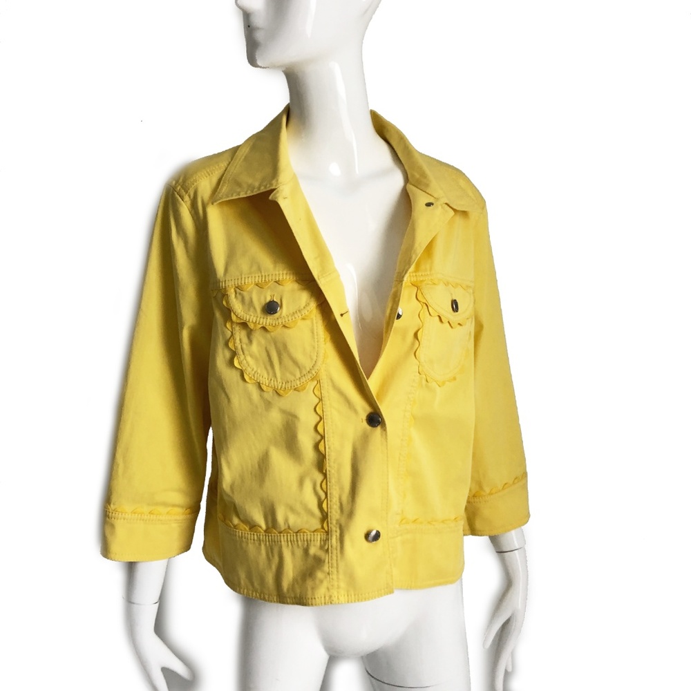 Escada Jacket Bright Yellow Patch Pockets Spring … - image 4